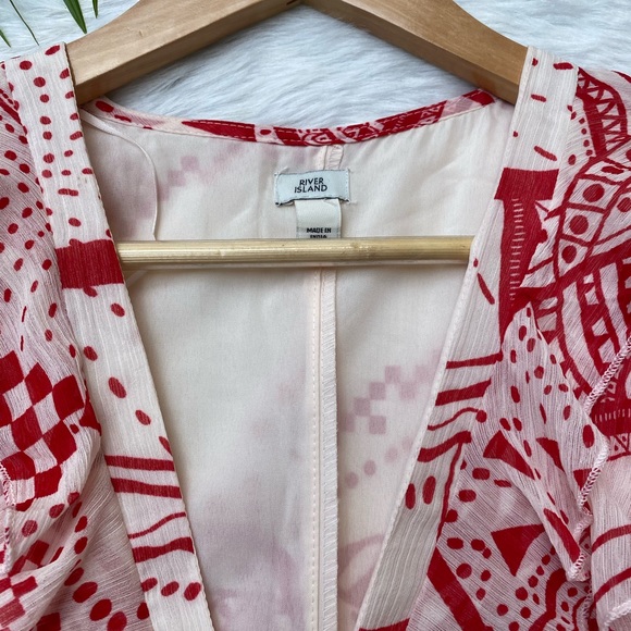 🌻River Island Red Print frill midi dress. Length 50,bust 36,37. - Picture 11 of 11